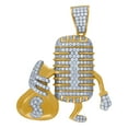 thumbnail image 1 of 925 Sterling Silver Yellow Tone Mens Cubic Zirconia Mic and Money Bag Hip Hop Charm Pendant Mea Necklace for Men, 1 of 2