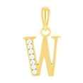 thumbnail image 1 of 925 Sterling Silver Yellow-tone Unisex Cubic-zirconia Initial Alphabet W Charm Pendant for Men Women, 1 of 4