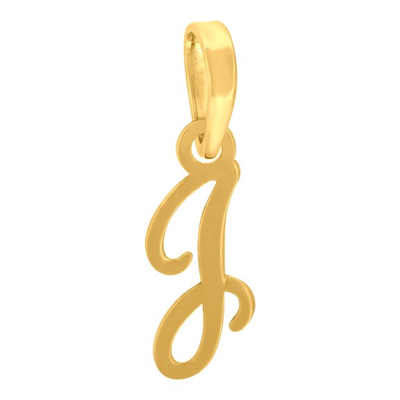 925 Sterling Silver Yellow-tone Unisex Cursive Initial Alphabet J Charm Pendant for Men Women