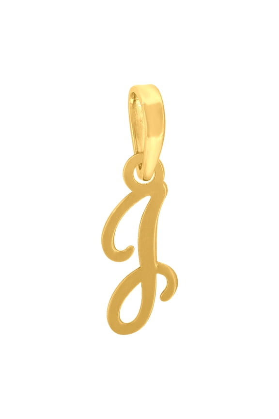 925 Sterling Silver Yellow-tone Unisex Cursive Initial Alphabet J Charm Pendant for Men Women
