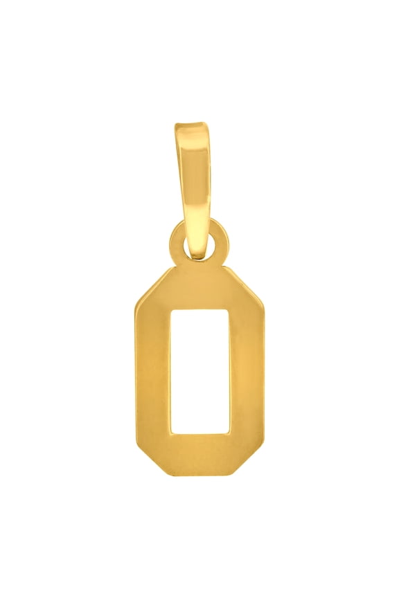 925 Sterling Silver Yellow-tone Unisex Initial Number 0 Charm Pendant for Men Women