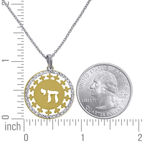 925 Sterling Silver Yellow-Tone Women Rolo Link Chai Necklace
