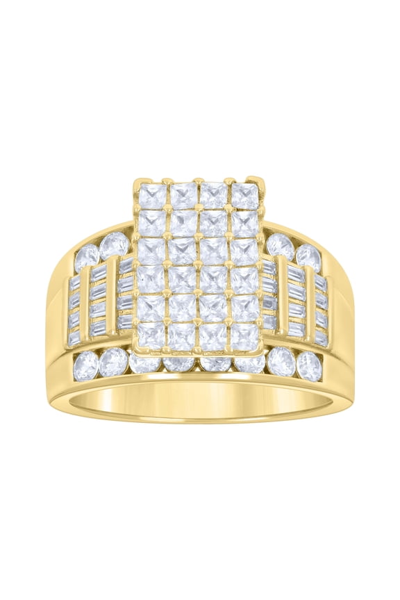 925 Sterling Silver Yellow-Tone Womens Cubic Zirconia Cinderella Ring Size 6