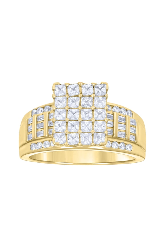 925 Sterling Silver Yellow-Tone Womens Cubic Zirconia Cinderella Ring Size 6