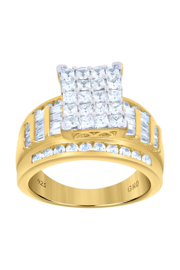 925 Sterling Silver Yellow-Tone Womens Cubic Zirconia Cinderella Ring Size 8