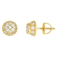 thumbnail image 1 of 925 Sterling Silver Yellow-tone Mens Cubic Zirconia Fashion Stud Earrings 7.9x7.9mm Wide Earring for Men, 1 of 2