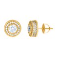 thumbnail image 1 of 925 Sterling Silver Yellow-tone Mens Cubic Zirconia Round Fashion Stud Earrings 10.4x10.4mm Wide Earring for Men, 1 of 2