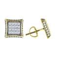 thumbnail image 1 of 925 Sterling Silver Yellow-tone Mens Princess Cubic Zirconia Kite Stud Earrings Earring for Men, 1 of 2
