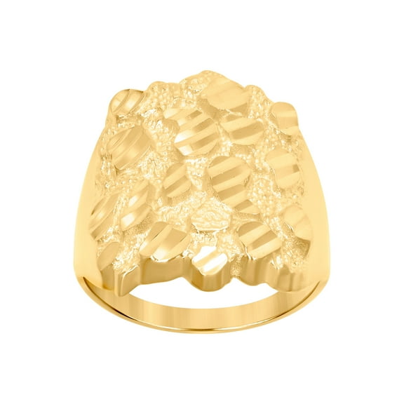 925 Sterling Silver Yellow-tone Mens Sparkle-Cut Nugget Fashion Ring 23.5mm Long Size 9 Ring for Men