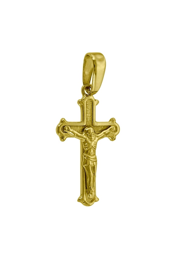 925 Sterling Silver Yellow-tone Mens Womens Polished Finish Jesus Christ Cross Religious Charm Penda Necklace for Men