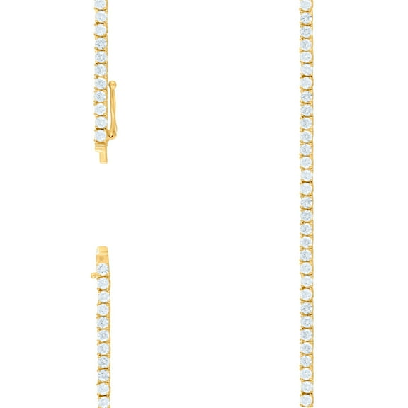 925 Sterling Silver Yellow-tone Moissanite Tennis Chain 3mm Necklace 16 Inch Chain Necklace for Women and Men