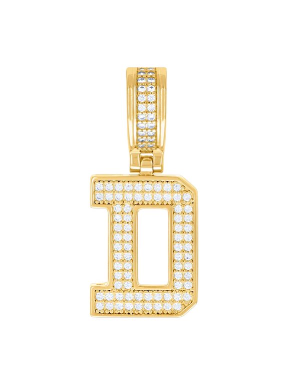 925 Sterling Silver Yellow-tone Unisex 0.58ct Moissanite Letter Name Personalized Monogram Initial Alphabet D Charm Pend