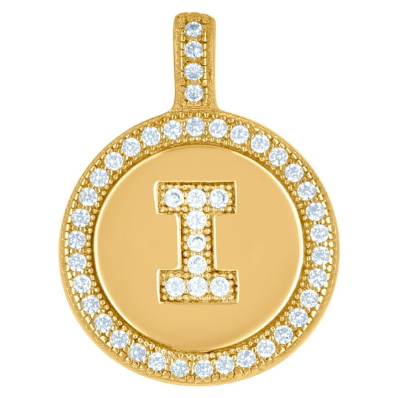 925 Sterling Silver Yellow-tone Unisex Cubic Zirconia I Alphabet Letter Name Personalized Monogram Initials Charm Pendan