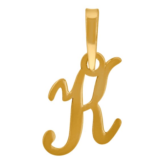925 Sterling Silver Yellow-tone Unisex Cursive Letter Name Personalized Monogram Initial Alphabet K Charm Pendant Neckla