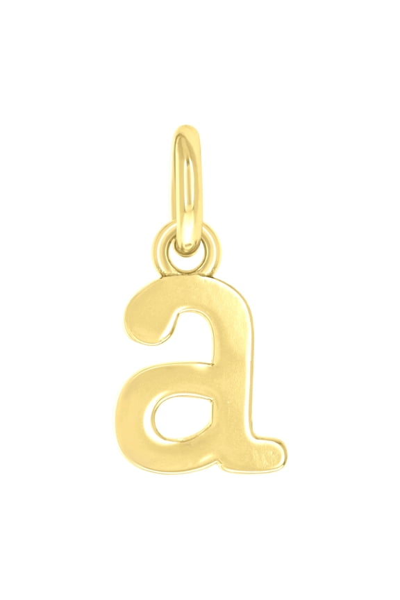 925 Sterling Silver Yellow-tone Unisex Initial Small Alphabet A Charm Pendant for Men Women
