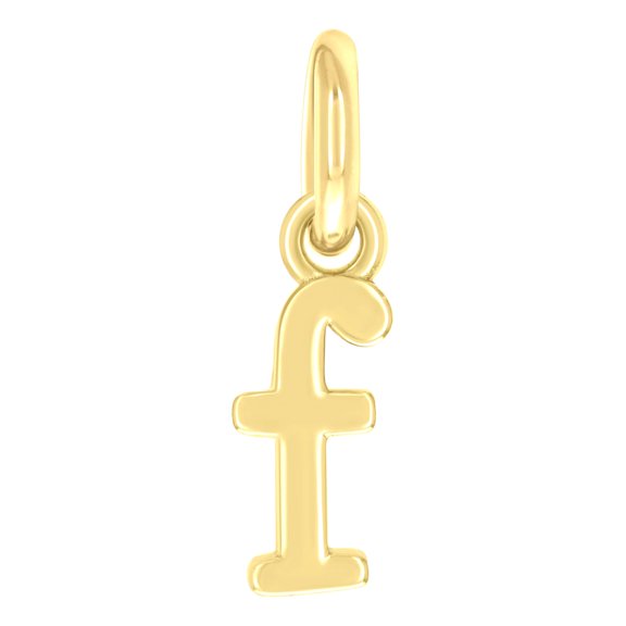 925 Sterling Silver Yellow-tone Unisex Initial Small Alphabet F Charm Pendant for Men Women