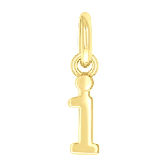 925 Sterling Silver Yellow-tone Unisex Initial Small Alphabet I Charm Pendant for Men Women