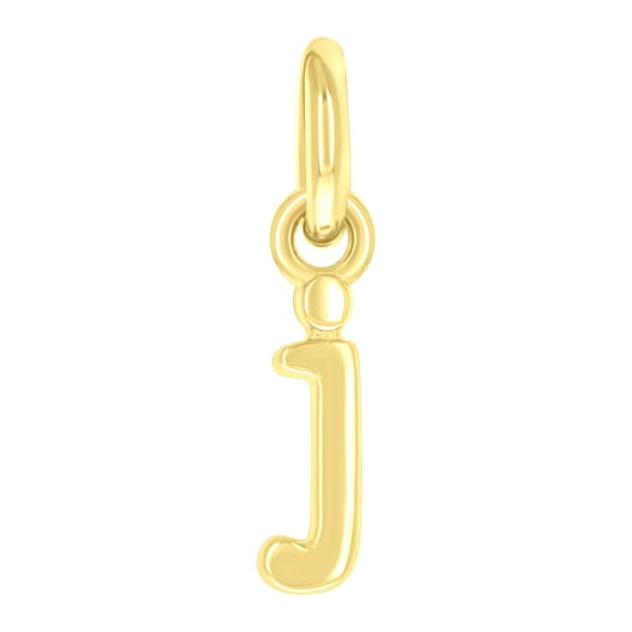 925 Sterling Silver Yellow-tone Unisex Initial Small Alphabet J Charm Pendant for Men Women