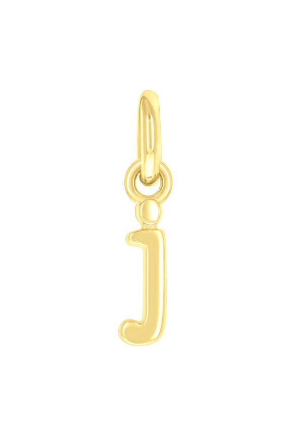 925 Sterling Silver Yellow-tone Unisex Initial Small Alphabet J Charm Pendant for Men Women