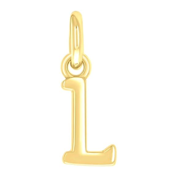 925 Sterling Silver Yellow-tone Unisex Initial Small Alphabet L Charm Pendant for Men Women