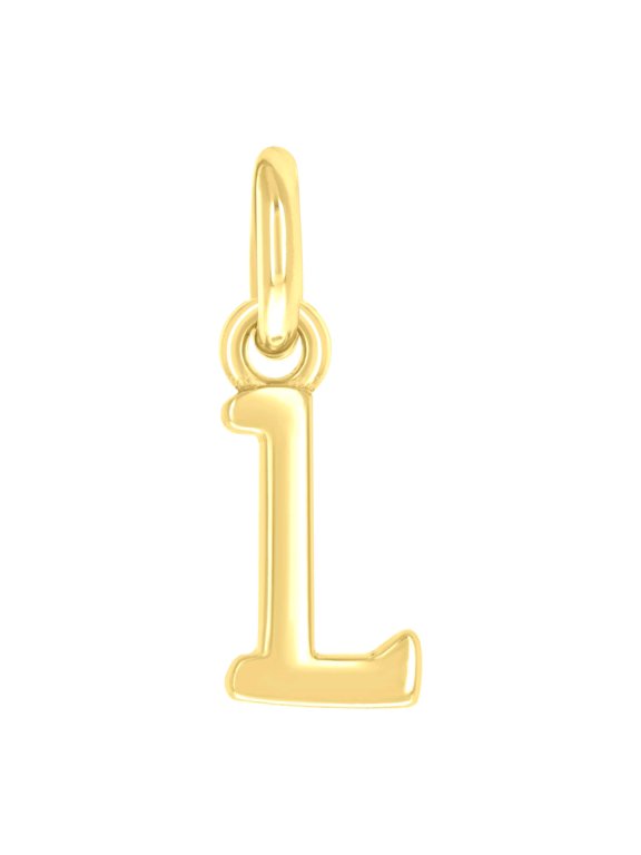 925 Sterling Silver Yellow-tone Unisex Initial Small Alphabet L Charm Pendant for Men Women