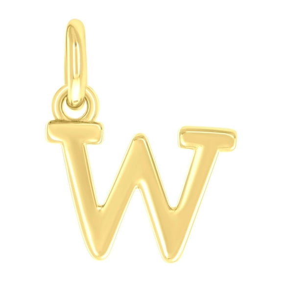 925 Sterling Silver Yellow-tone Unisex Initial Small Alphabet W Charm Pendant for Men Women