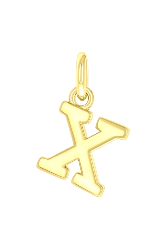 925 Sterling Silver Yellow-tone Unisex Initial Small Alphabet X Charm Pendant for Men Women