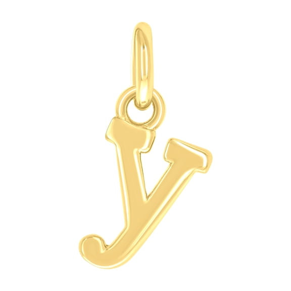 925 Sterling Silver Yellow-tone Unisex Initial Small Alphabet Y Charm Pendant for Men Women
