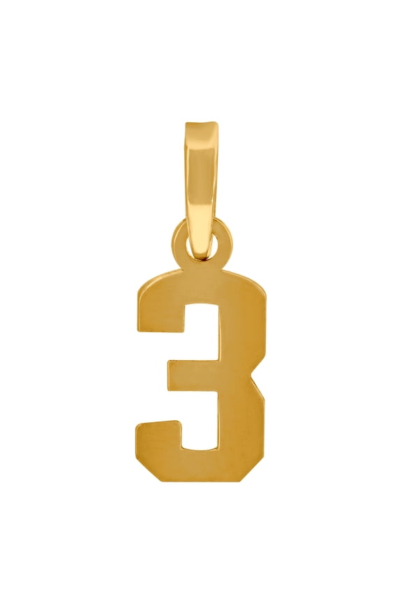 925 Sterling Silver Yellow tone Unisex Letter Name Personalized Monogram Initial Number 3 Charm Pendant Necklace 19.6x6.