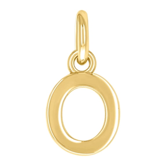 925 Sterling Silver Yellow-tone Unisex Letter Name Personalized Monogram Initial Small Alphabet O Charm Pendant Necklace