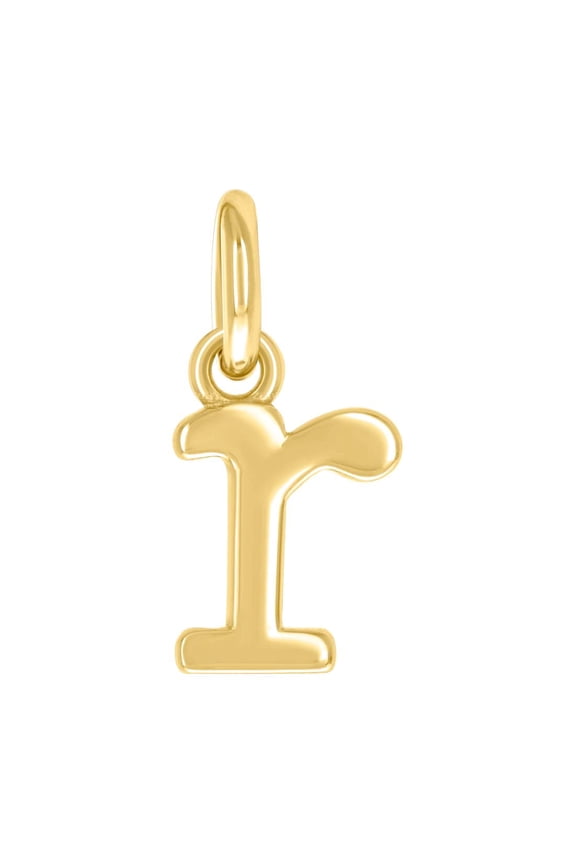 925 Sterling Silver Yellow-tone Unisex Letter Name Personalized Monogram Initial Small Alphabet R Charm Pendant Necklace