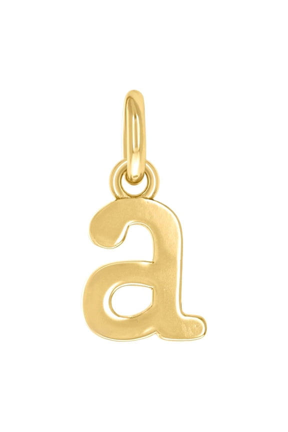 925 Sterling Silver Yellow tone Unisex Letter Name Personalized Monogram Initial Small Alphabet a Charm Pendant Necklace