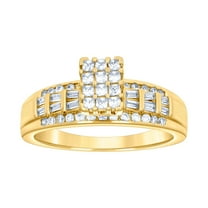 925 Sterling Silver Yellow tone Womens Cubic Zirconia Cinderella Ring 9.4x4.9mm Wide Size 9 Ring for Women