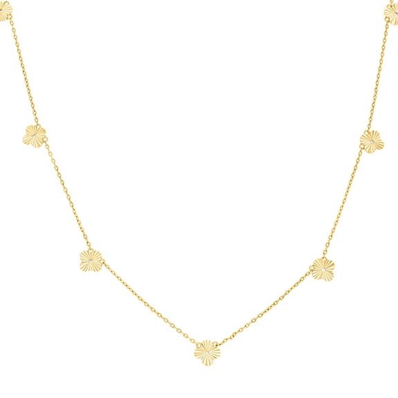 925 Sterling Silver Yellow-tone Womens Cubic Zirconia Clover Good Luck Charm Necklace 16 + 2 Inch 8mm Long Pendant Neckl