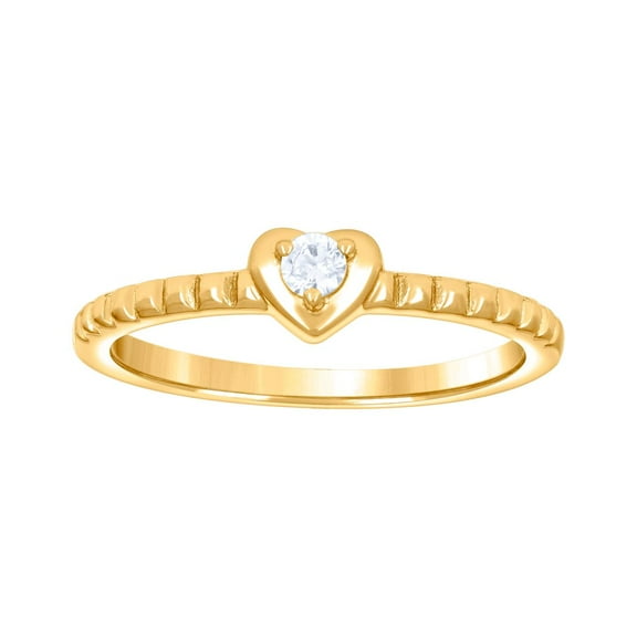 925 Sterling Silver Yellow-tone Womens Cubic Zirconia Love Heart Ring 4.4mm Wide Size 9 Statement Ring for Women