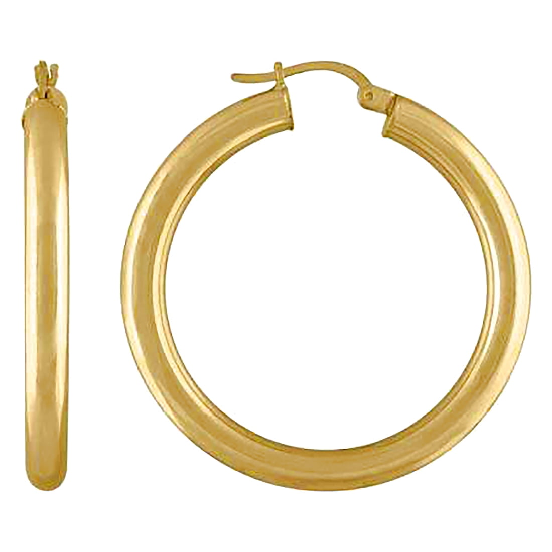 925 Sterling Silver Yellow-tone Womens Classic Hoop Earrings 40 X 4mm Hoop Earring for Women