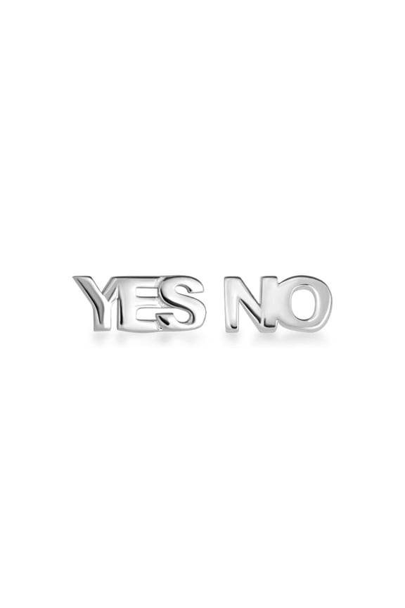 .925 Sterling Silver Yes & No Stud Earrings