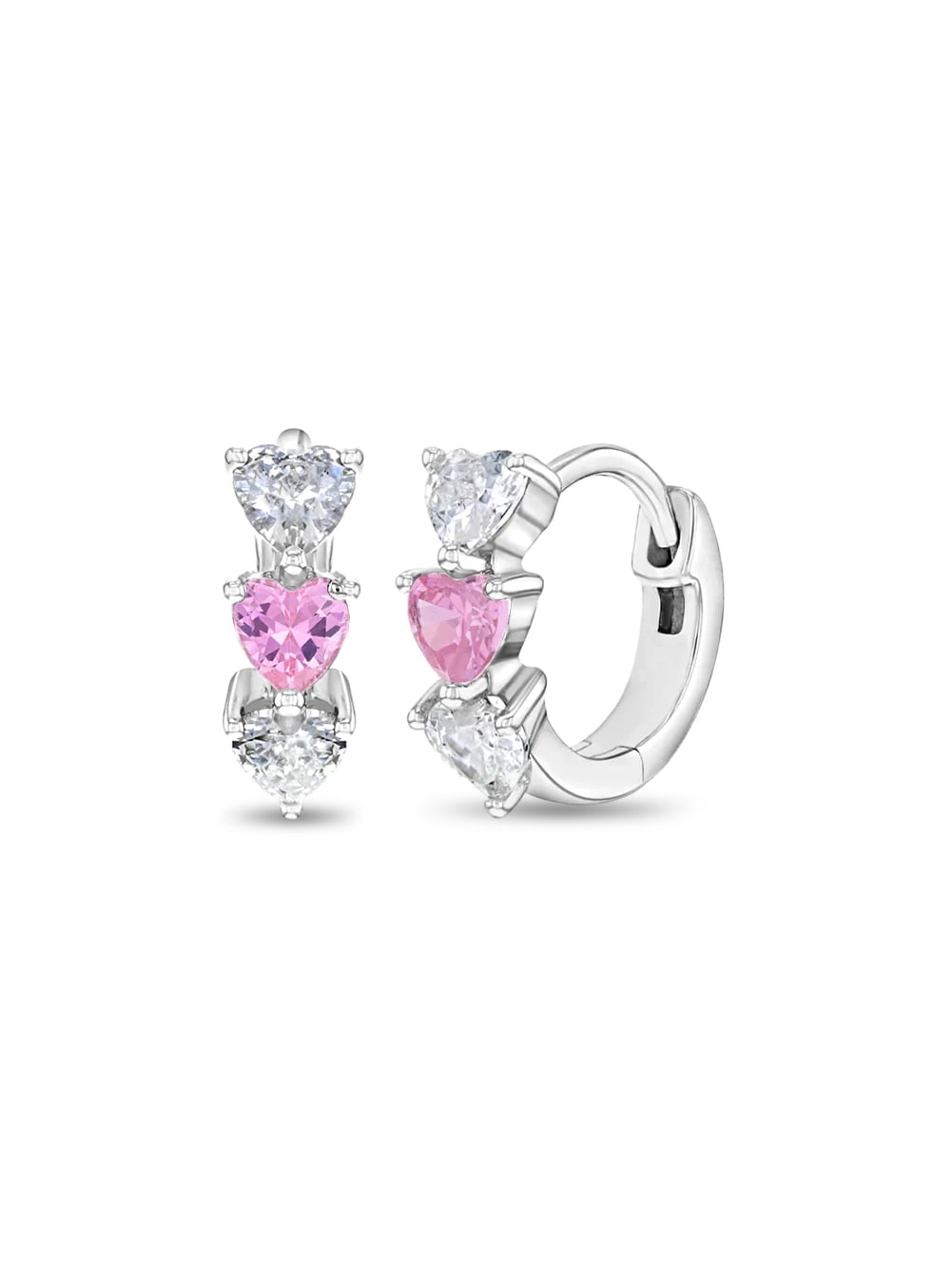 Rhodium Plated Clear and Pink CZ Butterfly Screw Back Earrings for Toddler  Girls