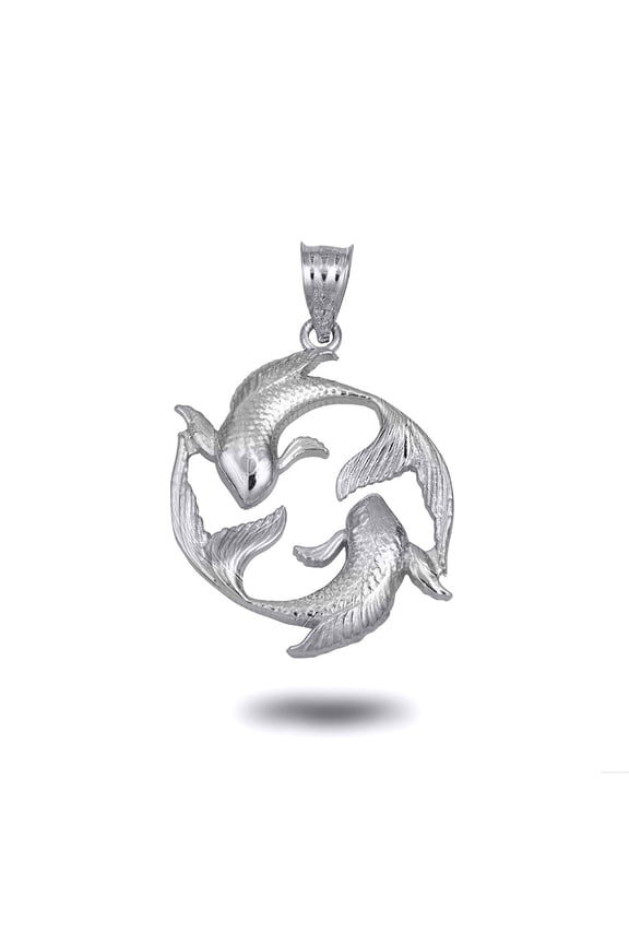 .925 Sterling Silver Zodiac Pisces Symbol Pendant Necklace (PENDANT ONLY)