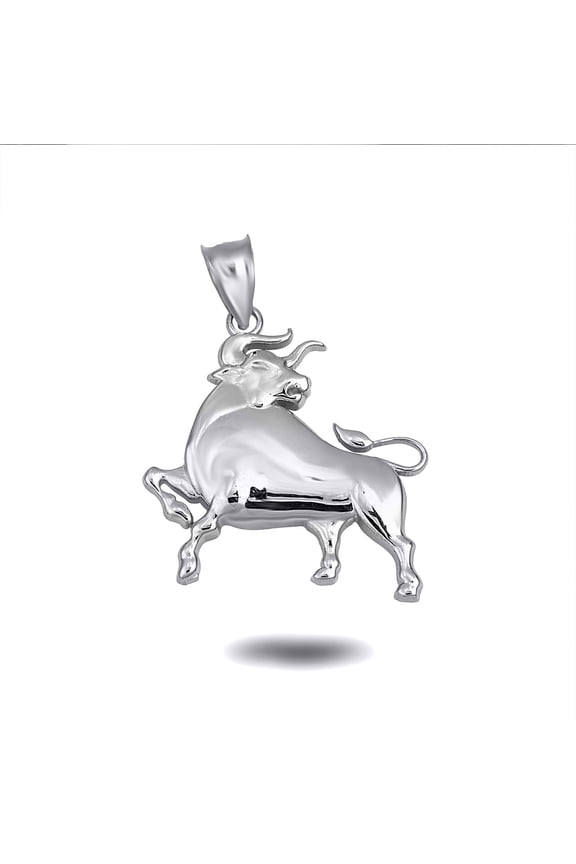 .925 Sterling Silver Zodiac Taurus Symbol Pendant Necklace (PENDANT ONLY)