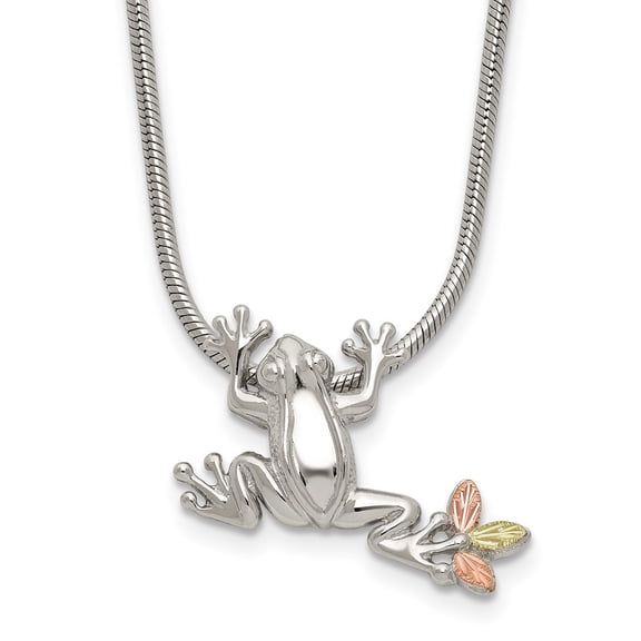 925 Sterling Silver and 12K Frog Slide Necklace Fine Jewelry For Women Gifts For Her, 20"