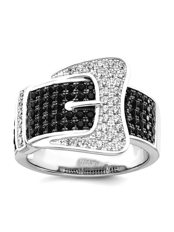 925 Sterling Silver and Cubic Zirconia Brilliant Embers Buckle Ring Size 7 Ring for Women