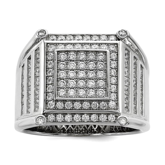 925 Sterling Silver and Cubic Zirconia Brilliant Embers Mens Ring Size 10 Ring for Men