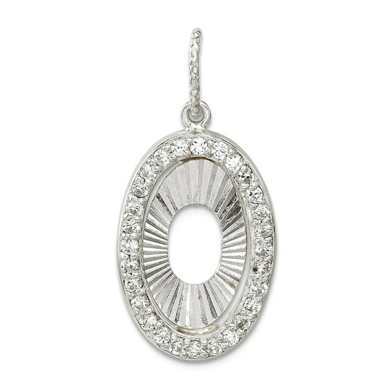 925 Sterling Silver and Flash Gold Plated Cubic Zirconia Sparkle-Cut Oval Pendant Necklace 28.65x13.8mm Wide Pendant for