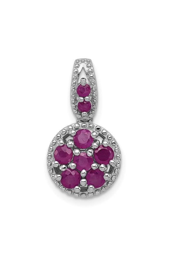 925 Sterling Silver and Glass Filled Ruby Circle Pendant Fine Jewelry For Women Gifts For Her
