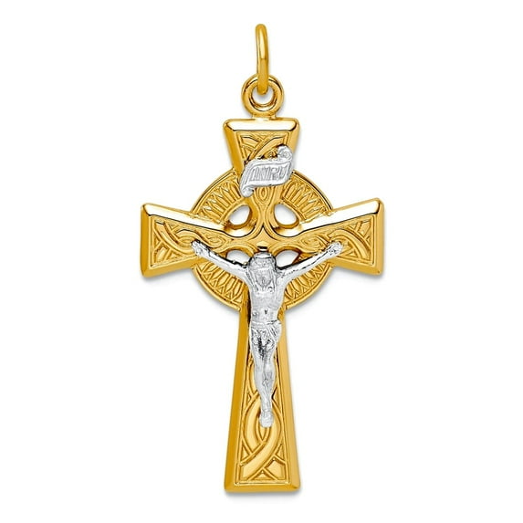 925 Sterling Silver and Gold Tone Crucifix Pendant Necklace 31.18x17.73mm Wide 3.35mm Thick Pendant for Women
