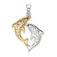 thumbnail image 1 of 925 Sterling Silver and Gold-Tone Enameled Filigree Dolphins Shaped Pendant, 1 of 3