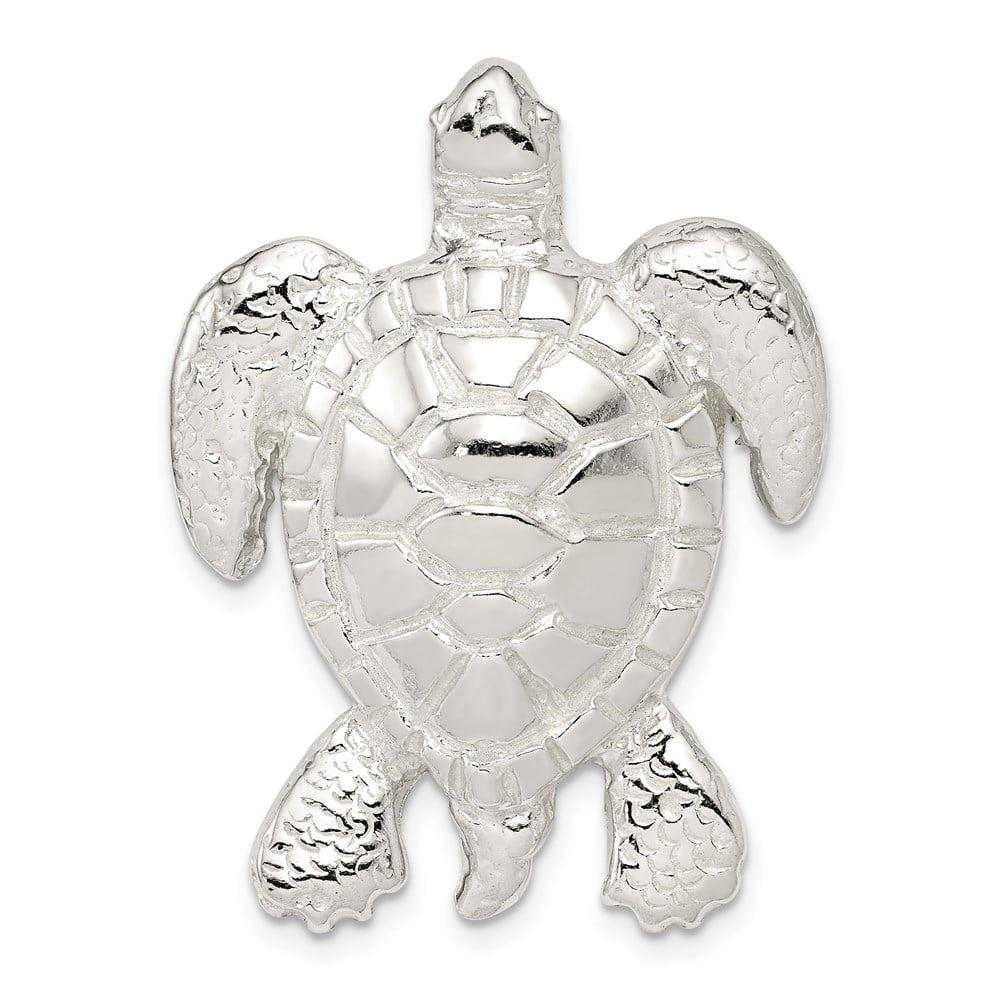 Turtle Chain 925 Sterling Silver and Textured Turtle Chain Slide Pendant Fine ...