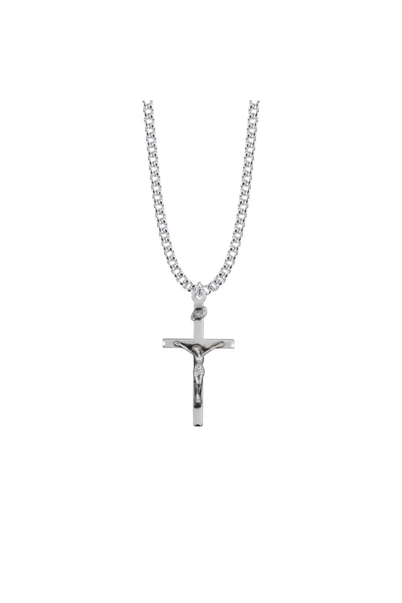 .925 Sterling Silver cross crucifix Pendant in an Satin Finish cross crucifix Pendant Comes with a 24'' Chain Necklace in a deluxe velvet box