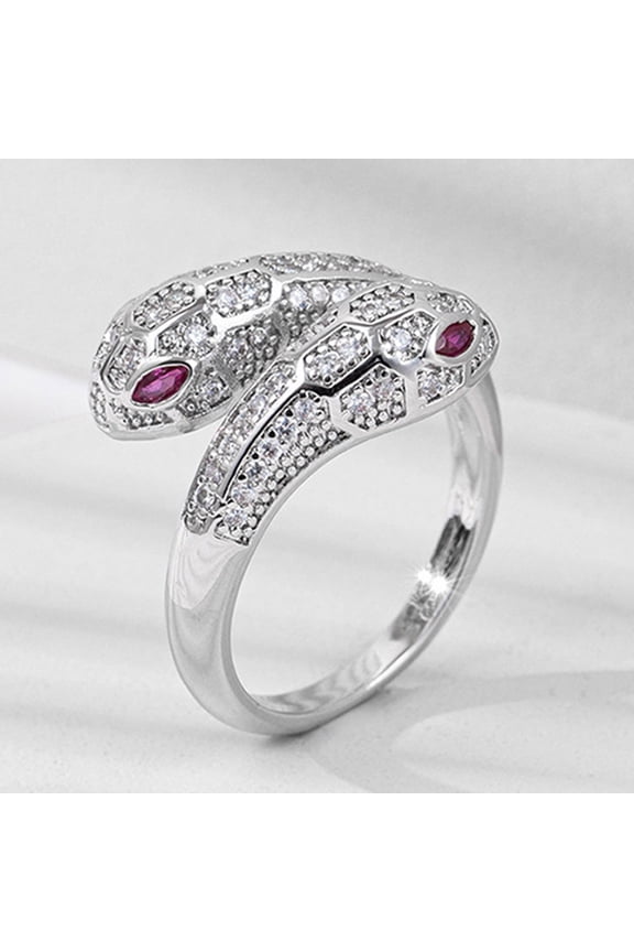 925 Sterling Silver double head Serpentine Ring Adjustable Cubic Zirconia animal ring Serpentine Vintage stackable birthday jewelry gift fashion item